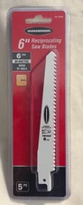 Warrior #68948 - 6” Reciprocating Saw Blades 6 TPI Bi-Metal - 5 Pack NEW