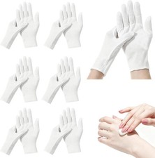 12-Pack White Cotton Gloves, for Dry Hands Sleeping Eczema Care and Night-Time M