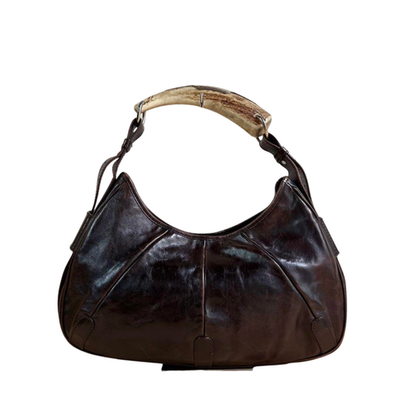 Yves Saint Laurent Rive Gauche Mombasa Shoulder Bag Dark Brown