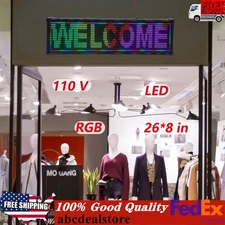 26"x8" LED Advertising Sign 7 Color Programmable Scrolling Message Display Board
