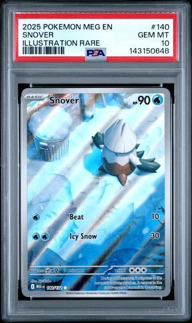 2025 Pokemon Mega Evolution 140/132 Snover Illustration Rare PSA 10 Graded card