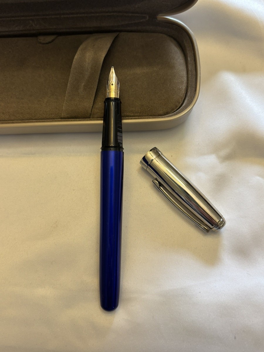 Late 1990's Sheaffer Prelude Sapphire Blue Fountain Pen Broad Nib