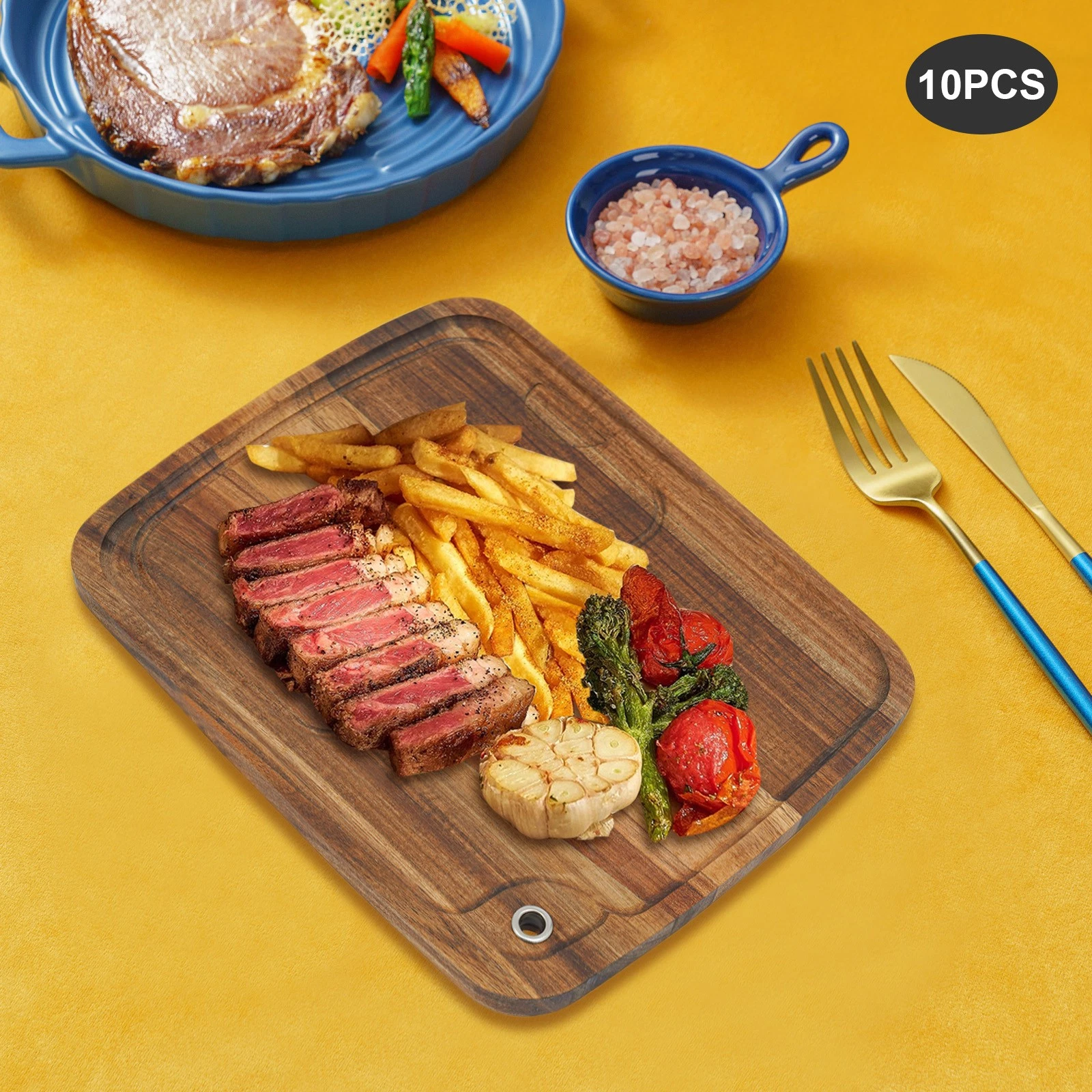10PCS Wood Steak Plates with Juice Channel Acacia Wooden Steak Board Anti-mold?