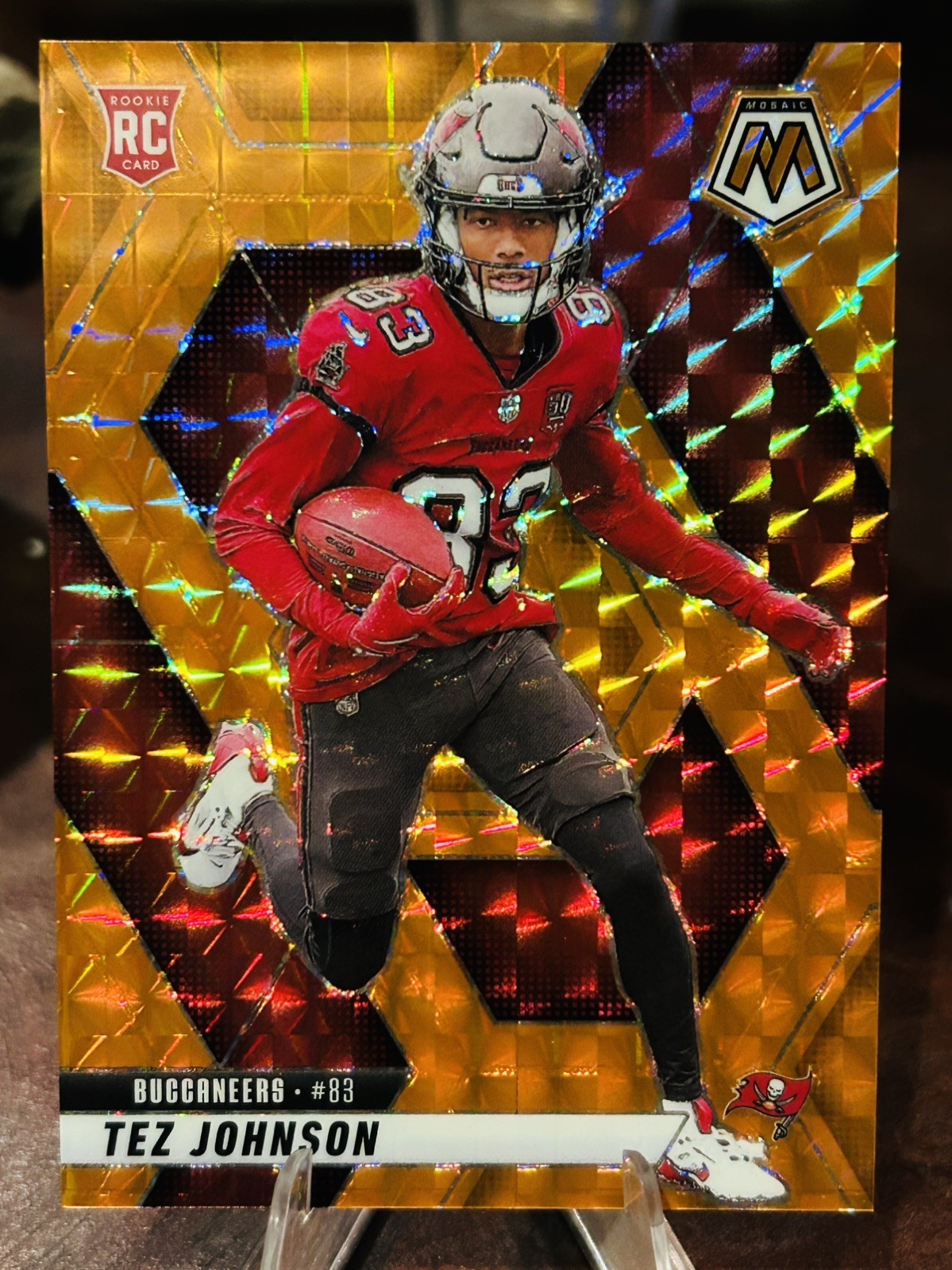 2025 Panini Mosaic Tez Johnson #316 Orange Mosaic Prizm /199