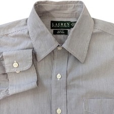 Lauren Ralph Lauren Men's Slim Fit Non Iron Striped Dress Shirt Size 16 34/35