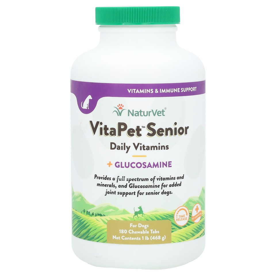 VitaPet Senior, Daily Vitamins + Glucosamine, For Dogs, 180 Chewable Tabs, 1 lb