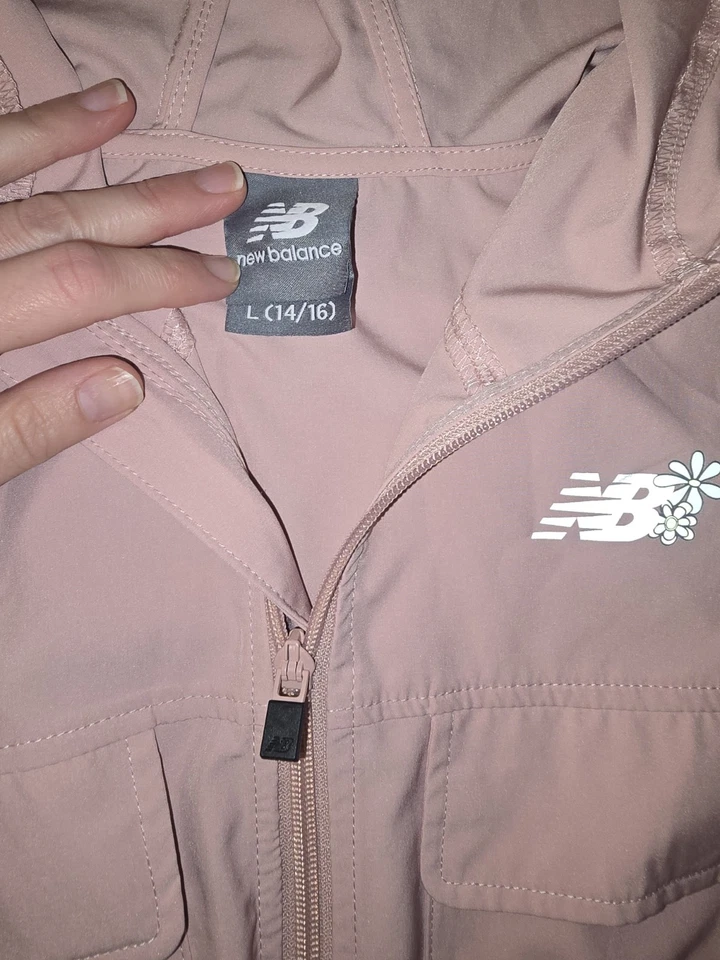 New Balance Youth Girls Size XL 14/16 Light Pink Windbreaker Jacket - Image 3 of 4