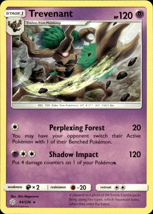 Pokemon Trevenant SM - Cosmic Eclipse 94/236 Light Play LP+ or Better