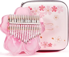 Kalimba Thumb Piano 17 Key with EVA Protective Case Full Kit, Sakura Shape Trans