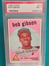 🔥1959 Topps Bob Gibson #514 PSA 7 NM Cardinals HOF Pitcher 💎⚾ Centered Bright