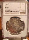 1880 S Morgan Dollar, NGC MS62, Crisp with High Luster Semi Pl #4