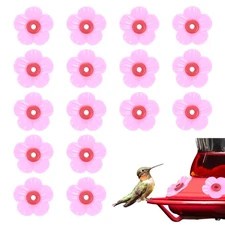 16-Pack Hummingbird Feeder Replacement Flowers, Plastic Part [Rose Pink, Red]