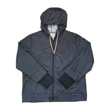 Xersion Striped Women's Medium Windbreaker Hooded Jacket Thumbholes Active