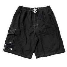 NWT Mens TYR Black Swim Trunks Lined Cargo Size Large