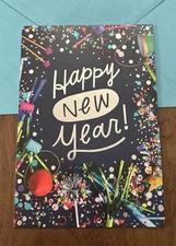 Happy New Year Confetti Good Cheer 5.5”x8” Hallmark Greeting Card