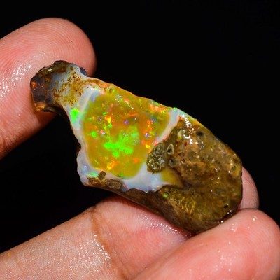 Großer Opal grob 24,00 Karat natürlicher äthiopischer Ölopal roh, Feueropal E...