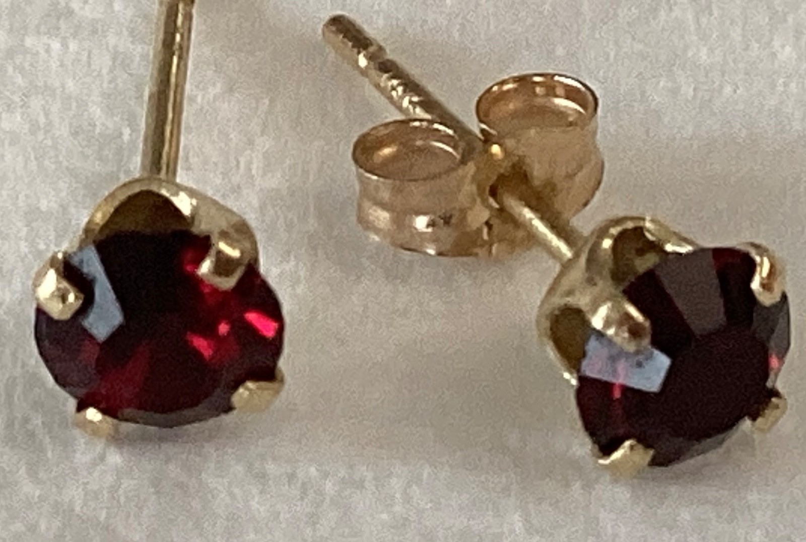 14k Solid yellow gold Ruby Stud Earrings with 1 B… - image 4