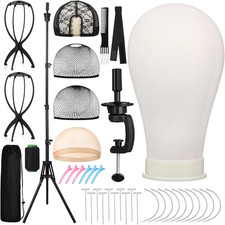 22 Inch Canvas Mannequin Head with 61" Adjustable Wig Stand Tripod