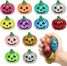 12Pcs Halloween Glitter Pumpkin Stress Balls,Slow Rising Squishy Toys for Kids S