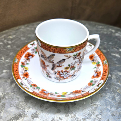 Vintage Vista Alegre Portugal Magnolia & Birds Demitasse Espresso Cup Saucer