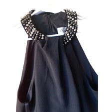 Eliza J Black Beaded Halter Neck Pleated Sleeveles Blouse flowy glam chic Top 12