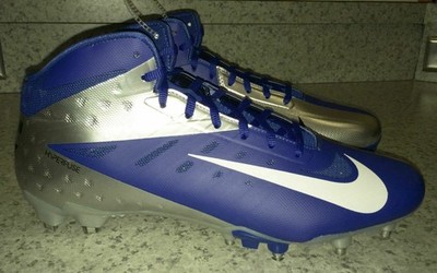 NIKE Vapor Talon Elite 3/4 Mid TD Molded Blue Silver Football Cleats Mens 12.5
