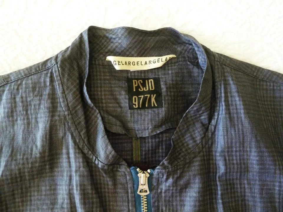 Paul Smith Waxed Linen Black & Purple Plaid 6-Pocket Zip Bomber Biker Jacket M/L - Image 3 of 4