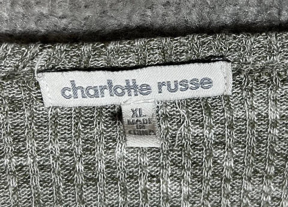 Charlotte Russe Open Front Cardigan Sweater Womens Size XL Green Ribbed Knit Y2K - Image 3 of 4