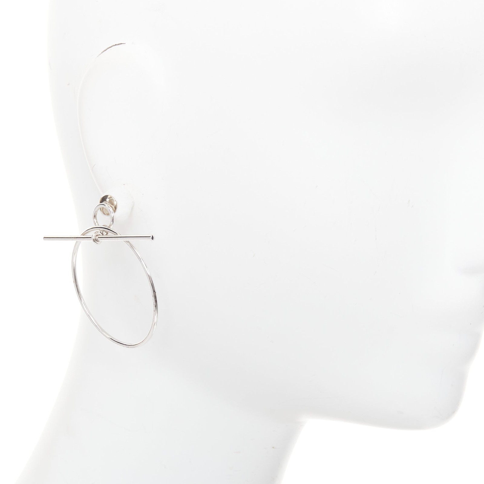 Hermes Loop 925 Sterling Toggle Clasp Pierced Hoo… - image 3