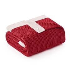 Chenille Waffle Throw Blanket Couch Soft Cozy Knit Warm Christmas Red 50x60 In
