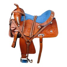 Horse Saddle Barrel Racing Western Handmade Equestrian Trail Tooled Carved Tack