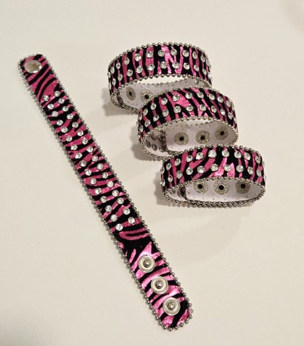 Pulseras envolventes con estampado de cebra de cuero a presión brazalete de cristal 12 piezas - Imagen 23 de 24