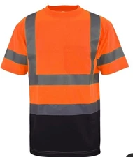 Hi-Viz Safety T-Shirt With Reflective Tapes Sz XL Short Sleeve Black Bottom