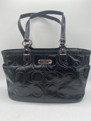 Coach Black Gallery Embossed Patent Leather Purse Shoulder