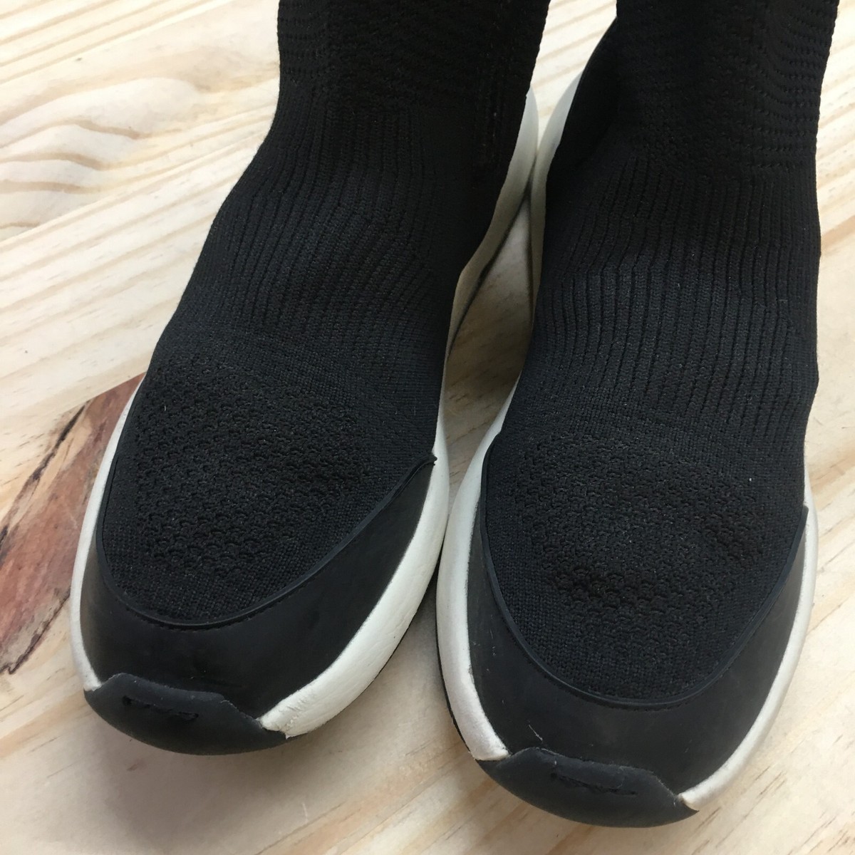 Zara Shoes Womens 38 Sock Sneakers Black Side Zipper Comfort