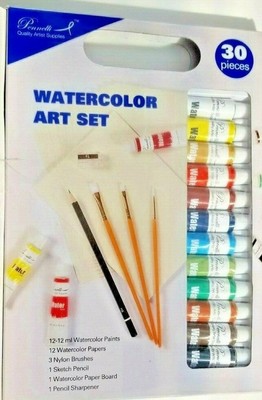 Pennelli Quality Artist Supplies 30 Piece Watercolor Set W Paint Brushes & Paper | Ebay