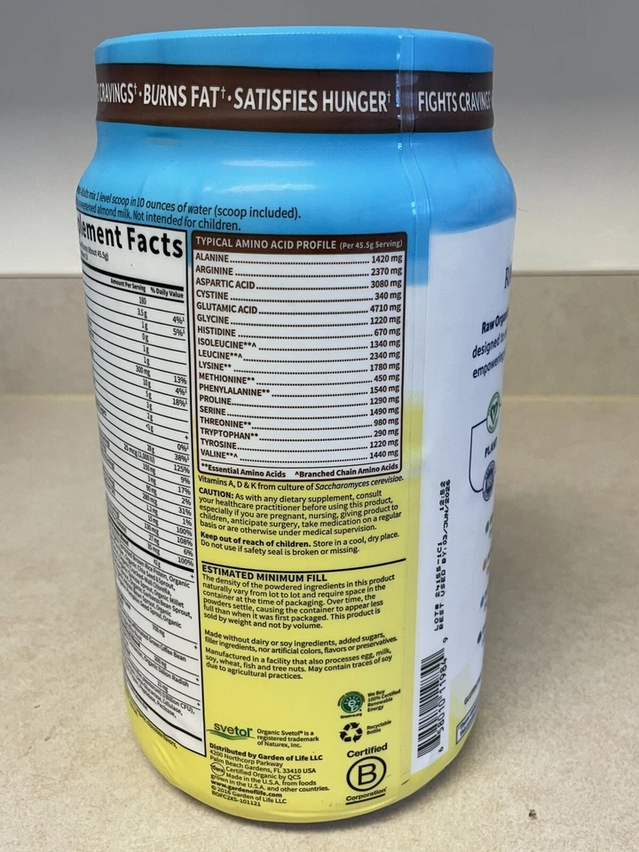 Garden of Life Raw Organic Fit Vegan Protein Powder Chocolate 28g 2LB Exp. 06/26 - Image 3 of 4