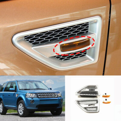 For Freelander 2 LR2 08-15 Chrome Side Fender Air Wing Mesh Grille with Light