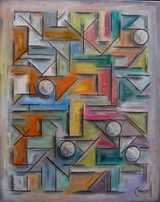 THE TOP END abstract 16x20 canvas oil painting collectible modern art Crowell 