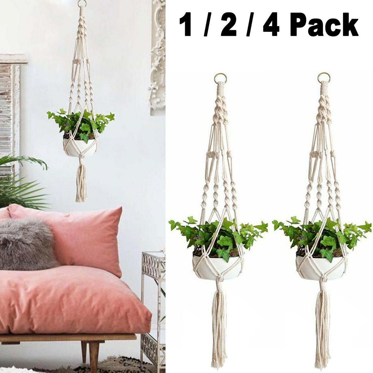41 Inch Large Outdoor Macrame Plant Hanger Flower Plant Holder Macrame Jute