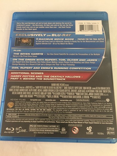 Harry Potter And the Deathly Hallows Part 1 Blu-Ray & DVD Ships With Tracking - Picture 2 of 4