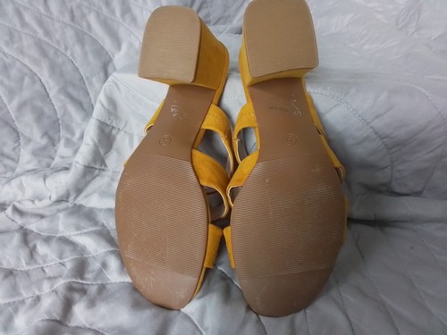 M & S Insolia Mustard Suede Strapy Sandals Low Heel Size UK5 EU38 - Picture 7 of 7