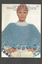 Shawls Ponchos Knit Crochet Patterns Vintage 1970s Coats Clarks L66