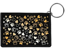 Paw Prints Laser Engraved Leatherette Keychain Wallet