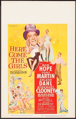 Here Come the Girls 1953 BOB HOPE, DAHL, CLOONEY ORIGINAL MOVIE window card