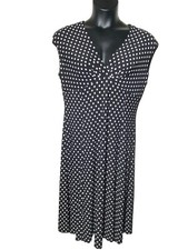 Chaps Polka Dot Size XL Midi Dress Sleeveless Fit & Flare Surplice Top Career