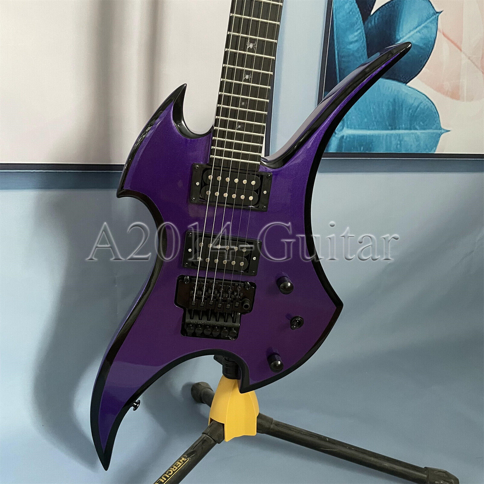 Custom Solid Metallic Purple Electric Guitar HH Pickup Floyd Rose Bridge 6String