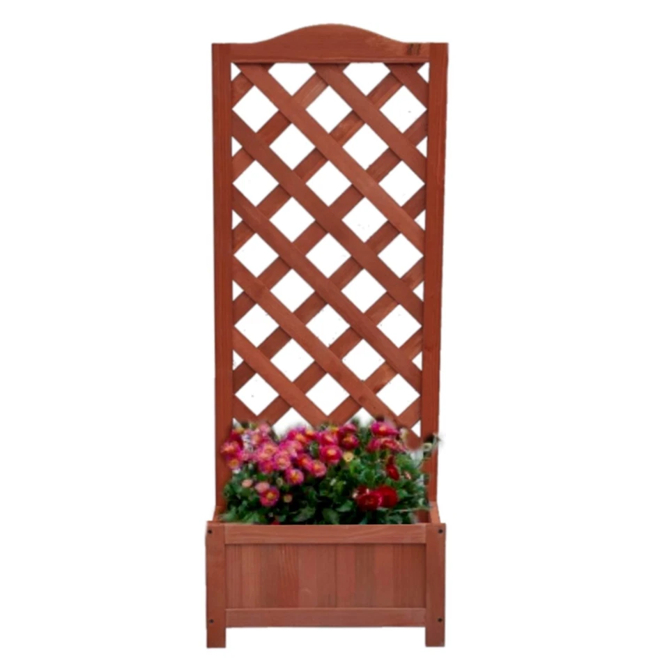 Wooden Planter Grid Trellis Rectangular Flower Pot Box Lattice Garden Indoor - Image 2 of 4