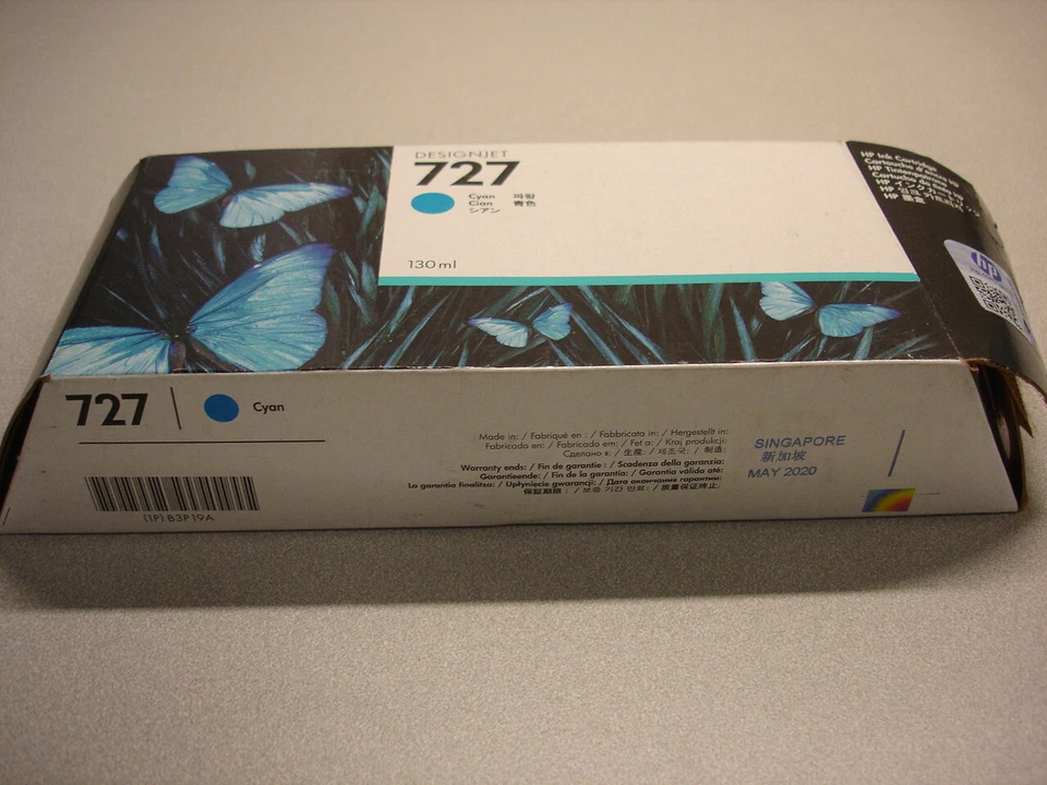 Original 727 130ml. Tinta Cyan Designjet T920/T1500/T2500 B3P19A CADUCADA Foto 3 de 4
