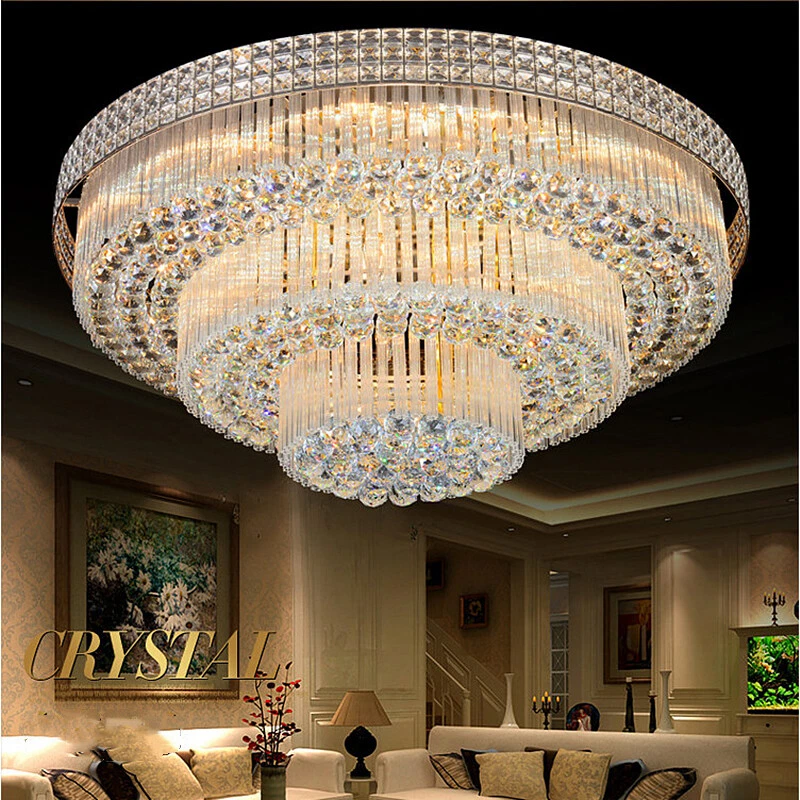 Luminária de teto K9 cristal pingente lâmpada lustre iluminação 60/80cm - Imagem 3 de 4